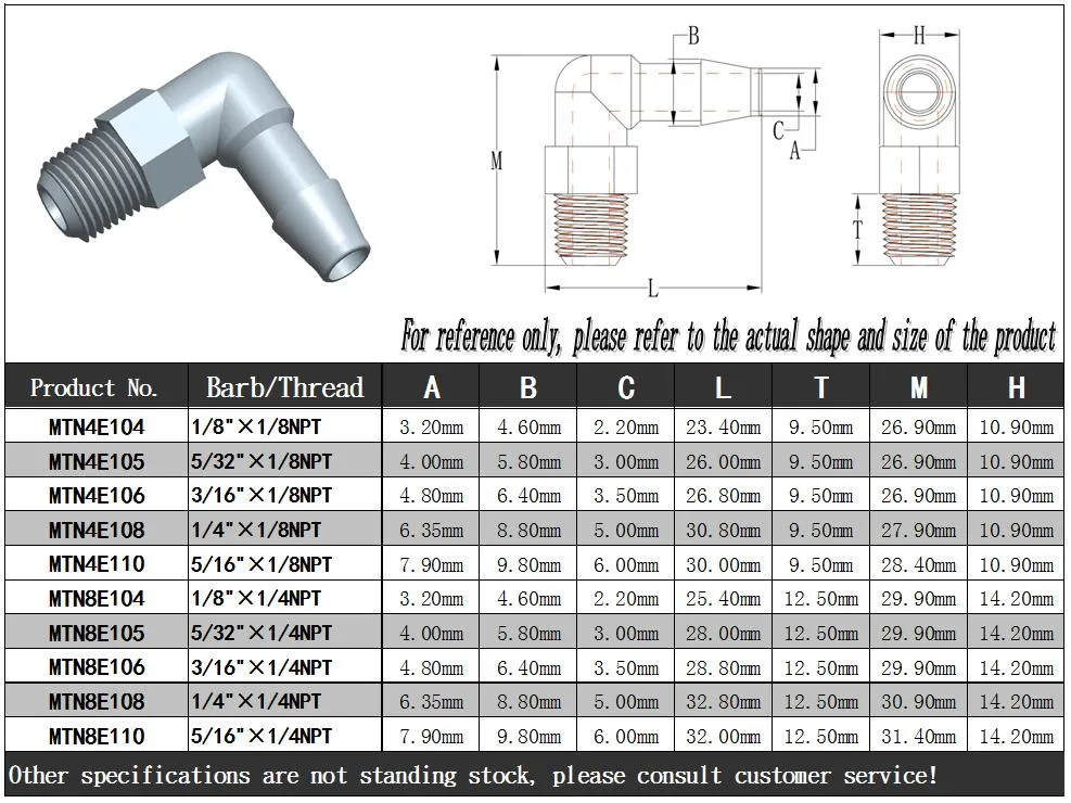 OEM & ODM Plastic 1/4-28unf Elbow Male Thread 1/8