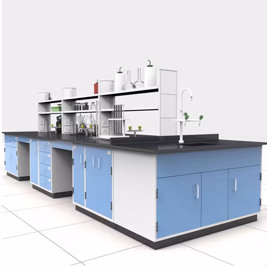 Mobili da laboratorio per scuole commerciali e banco da laboratorio con isola per tavoli da laboratorio commerciali con armadietti